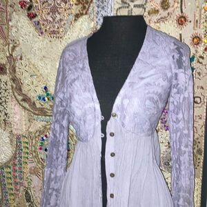 Purple V-Neck Pleated Blouse